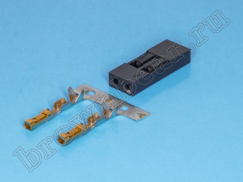 Разъем 1х2 гнездо на кабель, шаг 2.54мм, с контактами фото 2