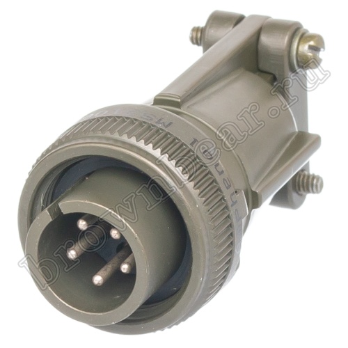 Разъём Amphenol серии MS, 5 контактов, вилка на кабель, тип 14S, резьбовой MS3106E-14S-5P