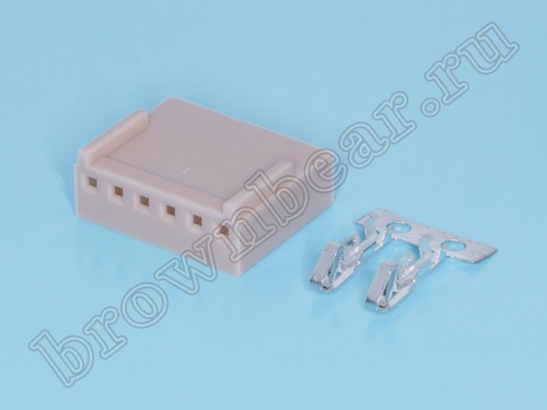 Разъем питания 6 контактов, гнездо на кабель, шаг 2.54 мм HU-6