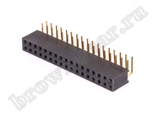 Разъем 2х17 гнездо на плату, шаг 2.54мм, прямой угол