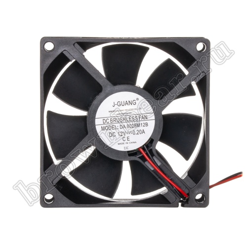 Вентилятор для корпуса 80х80х25, DC 12В, 0.20А, подшипник качения DAC8025M12B