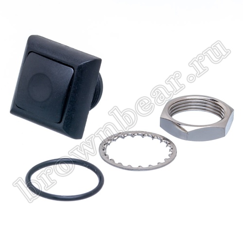 Кнопка влагозащищенная IP67 без фиксации, квадратная на блок, НР, черная PSW-8-B фото 6