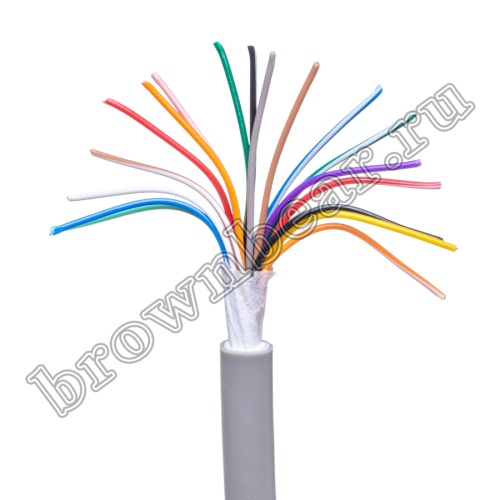 Кабель сигнальный коммуникационный 18 проводов, 28AWG, бухта 50м, неэкранированный, серый -