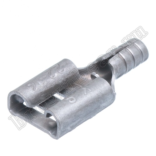 Клемма плоская обжимная 6.3 мм, гнездо на провод 0.5 - 1.5 мм², неизолированная, кратно 100шт., РП-М TA-1.25F