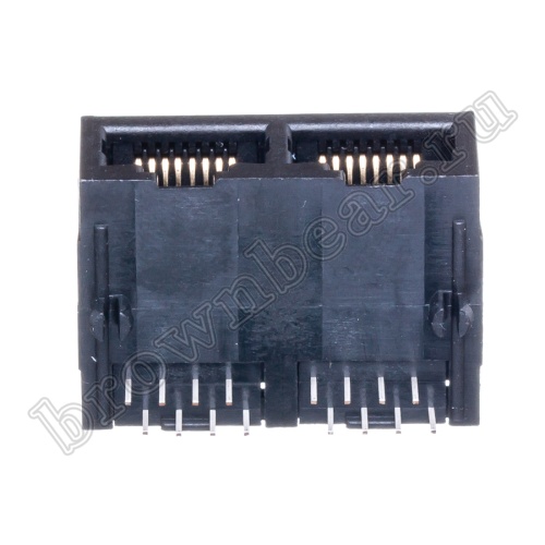 Разъём RJ-45 2 гнезда на плату 8P8C, тип 9 TJ9-8P8C-02 фото 7