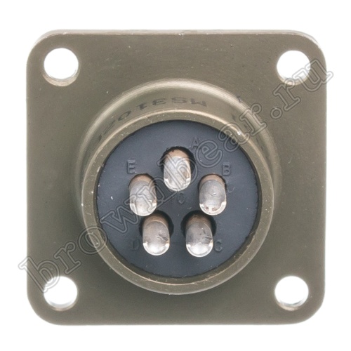 Разъём Amphenol серии MS, 5 контактов, розетка на блок, тип 14S, резьбовой MS3102E-14S-5S фото 3