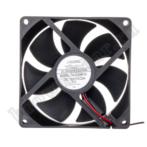 Вентилятор для корпуса 92х92х25, DC 12В, 0.25А, подшипник скольжения DAC9225H12S