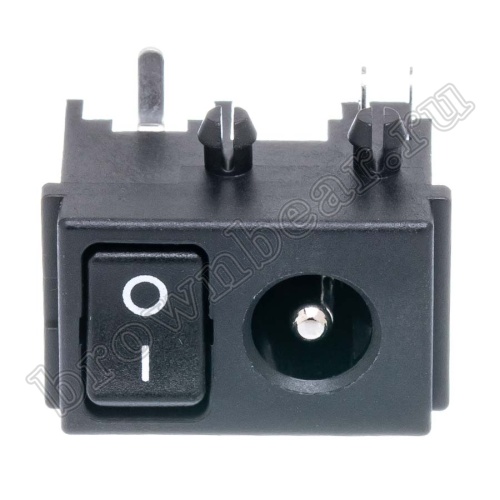 Разъем питания штырьковый DC гнездо 2.5 x 5.5 мм, на плату с выключателем DJK-30B фото 7