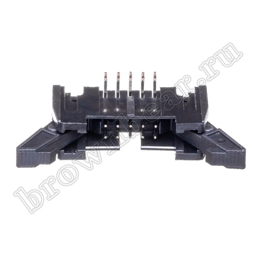 Разъем IDC 2х5 вилка на плату, шаг 2.54мм, с защелками, прямой угол SCM-10R фото 2