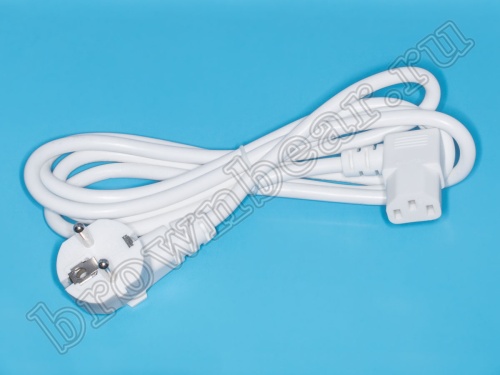 Кабель (шнур) питания 220В IEC320, CEE7/7 - C13, угловой, белый, 10А (3x0.75мм²), 1.8 метра фото 2