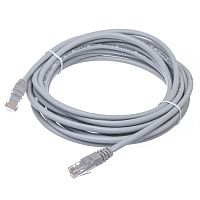 Патч-корд UTP RJ-45, категория 5e, литой, 5 метров, серый 