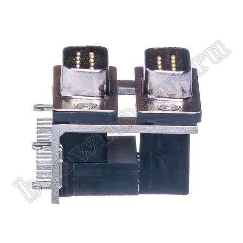 Разъем D-SUB  спаренный  9 контактов, вилка-вилка на плату, прямой угол DRN-09M/09M-A фото 7