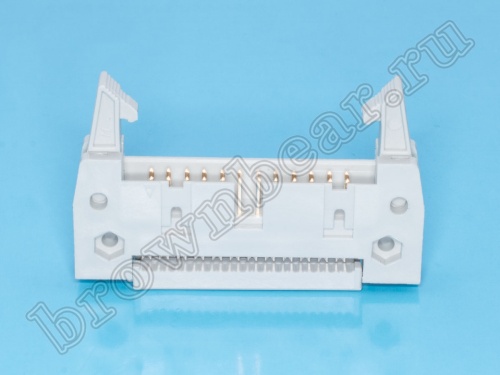 Разъем IDC 2х12 вилка на плоский кабель, шаг 2.54мм, с защелками IDCC-24 фото 3