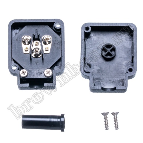 Разъем питания IEC C14 разборный, вилка на кабель, угловой, 10A фото 5