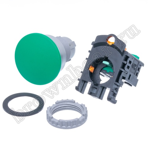 Кнопка управления грибок, без фиксации, d 38 мм, НР, зеленая TN2BMG-1A фото 6