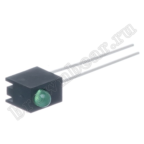 Светодиод в корпусе на плату индикаторный, зеленый, 15.0 mcd