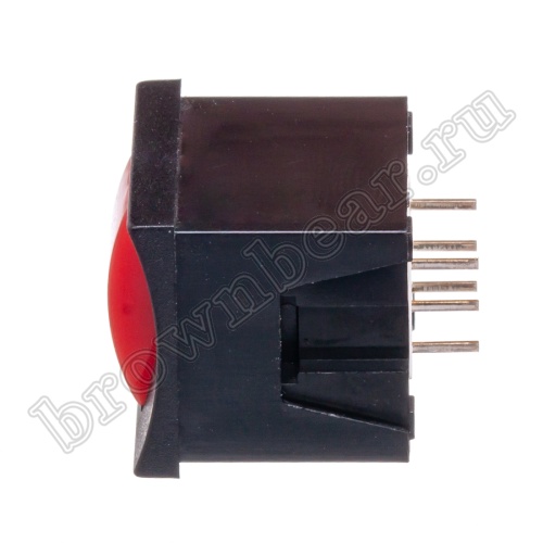 Кнопка мини без фиксации, красная в черном корпусе PSM2-0-R-B   фото 2