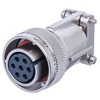 Разъем Amphenol серии 97B, ACA-B, 7 контактов, розетка на кабель, тип 16S, байонет 97B3106F-16S-1S(A23)