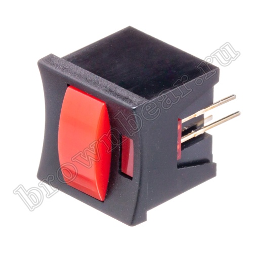 Кнопка мини с фиксацией, красная в черном корпусе с красным индикатором PSM2-1-R-B-R  