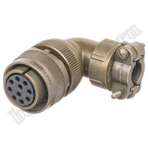 Разъём Amphenol серии MS, 10 контактов, розетка на кабель, тип 18, резьбовой прямой угол MS3108E-18-1S