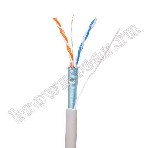 Кабель Витая пара, 2 пары, медный, 5e категория, многожильный, экранированный, серый, бухта 305м SIN YU