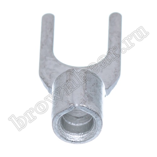 Клемма вилочная обжимная тип "U" 4.3 мм на провод 1.5 - 2.5 мм² с защелкой, неизолированная, кратно 100шт. TYL-2-4 фото 2
