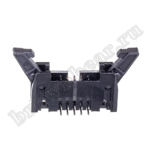 Разъем IDC 2х5 вилка на плату, шаг 2.54мм, с защелками, прямой угол SCM-10R фото 7