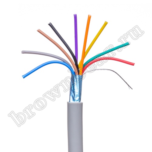 Кабель сигнальный коммуникационный 9 проводов, 24AWG, бухта 50м, экранированный, серый SIN YU
