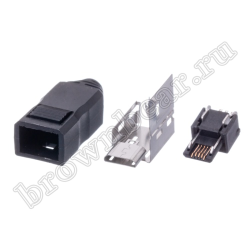 Разъем micro USB, вилка на кабель с корпусом, 5 контактов USB/Mc-SP фото 8