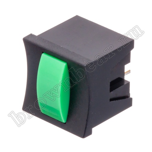 Кнопка мини без фиксации, зеленая в черном корпусе PSM2-0-E-B  