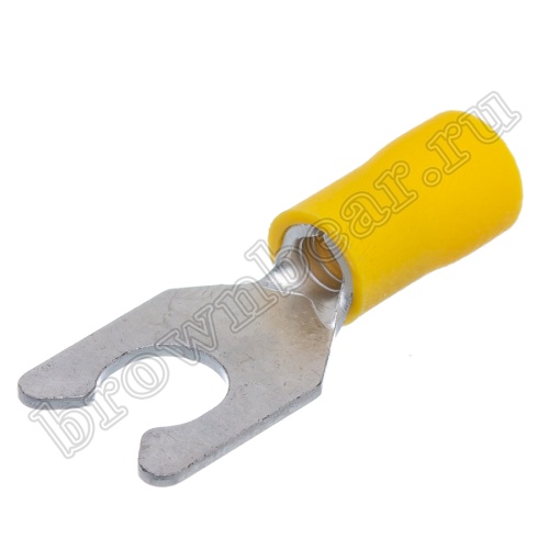 Клемма вилочная обжимная тип "U" 6.4 мм на провод 4.0 - 6.0 мм² с защелкой, изолированная, кратно 100шт. TYLI-5.5-6