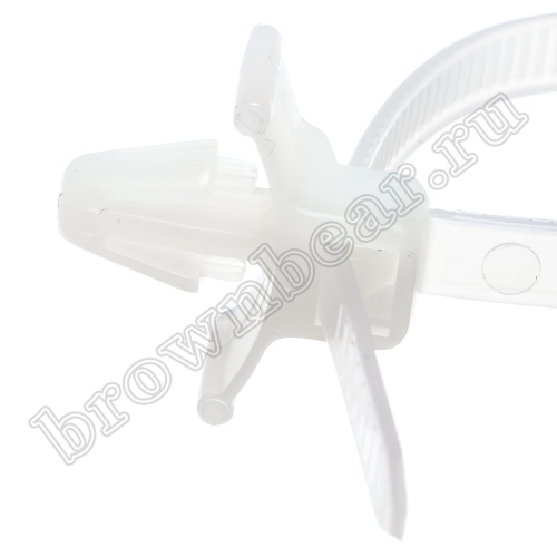 Стяжка (хомут) нейлоновая 130 x 4.8 мм с крепежным пистоном, белая, упаковка 100 шт. PWV-130 фото 3